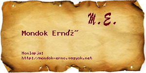 Mondok Ernő névjegykártya